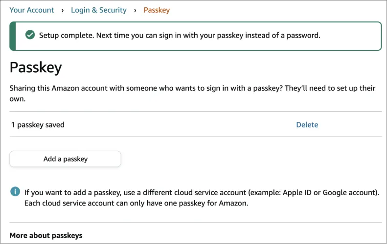 文章:《不再有密码：亚马逊是最新一家采用Passkey的科技网站》_配图2
