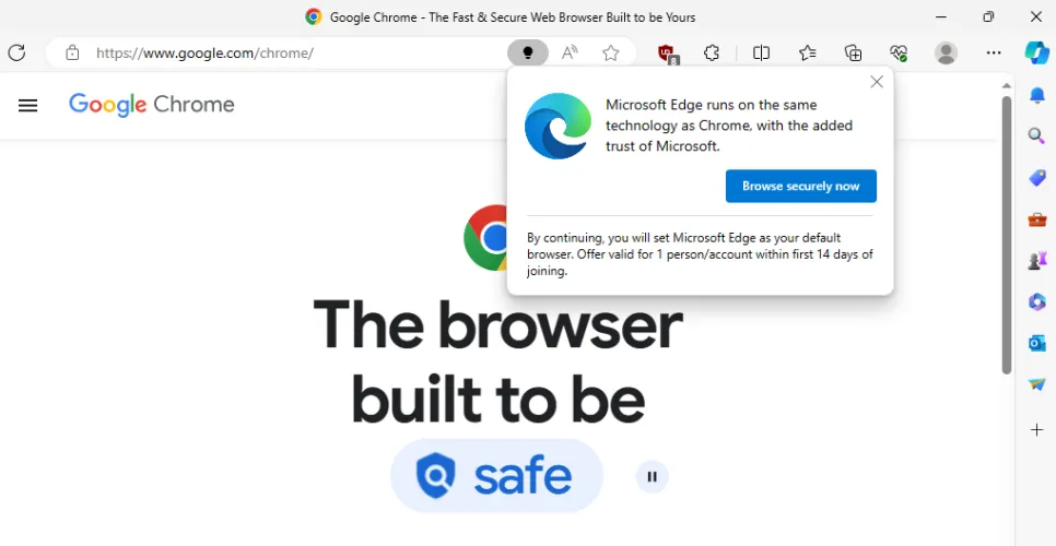 文章:《当你下载Chrome时，Microsoft Edge现在会插入一个尴尬的投票》_配图1